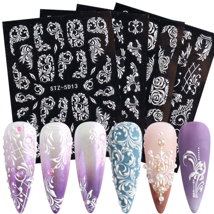 5D Three-dimensional Carved Nail Art Stickers Rose Pattern Embossed Nail Stickers(Stz-5D10) - Nail Stickers by PMC Jewellery | Online Shopping South Africa | PMC Jewellery | Buy Now Pay Later Mobicred