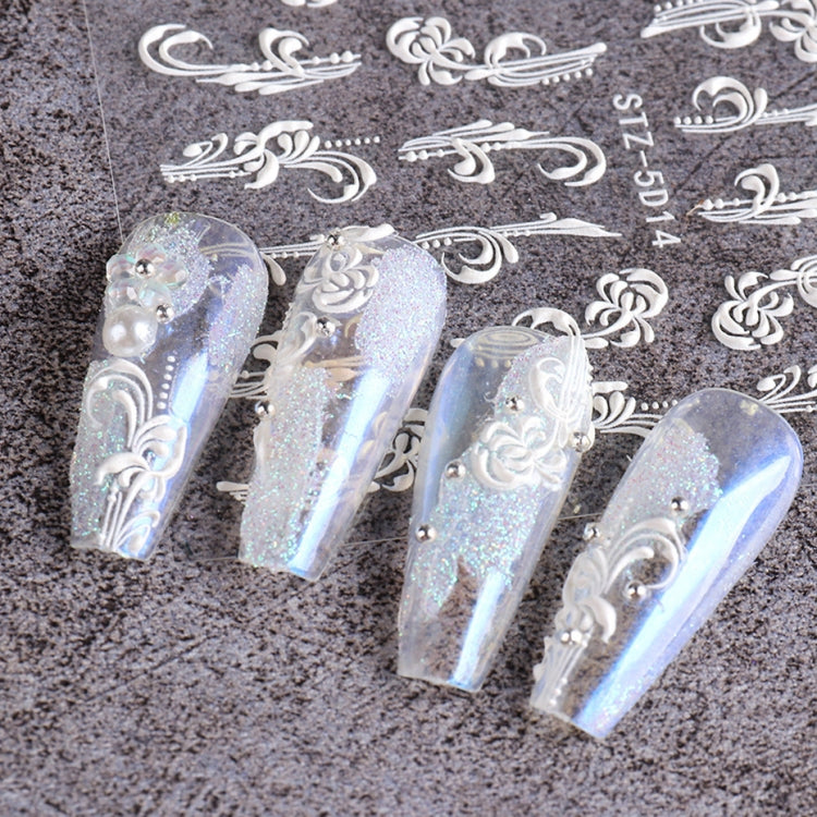 5D Three-dimensional Carved Nail Art Stickers Rose Pattern Embossed Nail Stickers(Stz-5D12) - Nail Stickers by PMC Jewellery | Online Shopping South Africa | PMC Jewellery | Buy Now Pay Later Mobicred