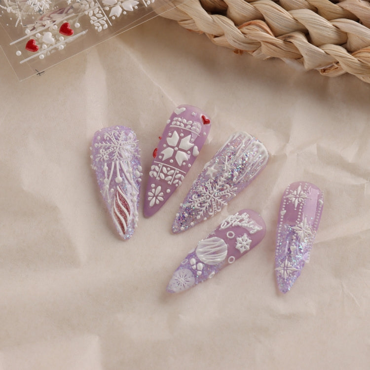 3 PCS 5D Embossed Nail Stickers Christmas Snowflake Elk Nail Stickers(5D-K122) - Nail Stickers by PMC Jewellery | Online Shopping South Africa | PMC Jewellery | Buy Now Pay Later Mobicred