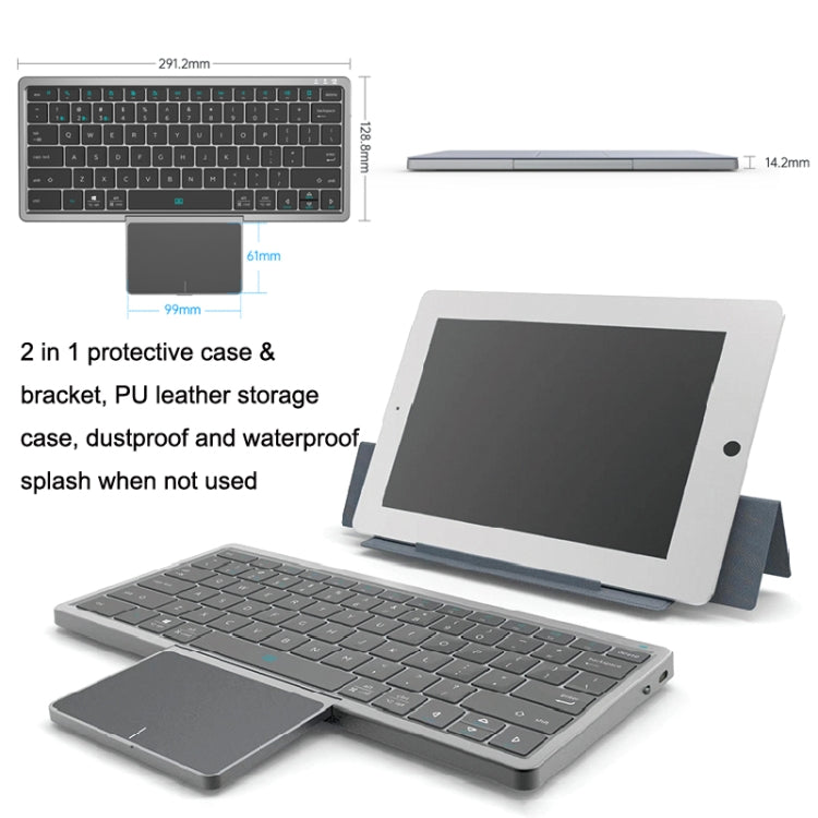KF8700 78 Keys Hidden Touchpad Portable Tablet Computer Wireless Bluetooth Keypad With PU Leather(Black) - Others Keyboard by PMC TechLife | Online Shopping South Africa | PMC TechLife | Buy Now Pay Later Mobicred