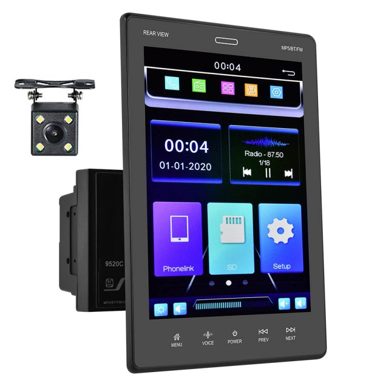 9520C Double Spindle 9.5 inch Vertical Screen Car MP5 Player, Style: Standard+4 Light Camera - Car MP3 & MP4 & MP5 by PMC Jewellery | Online Shopping South Africa | PMC Jewellery | Buy Now Pay Later Mobicred