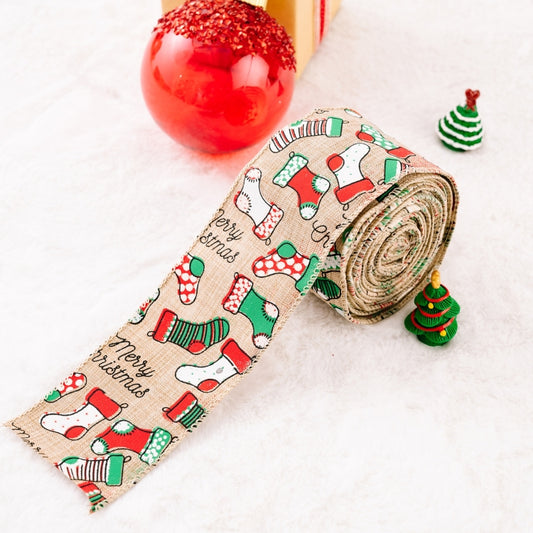 5m X 6cm Christmas Imitation Hemp  Ribbon Gift Decoration Ribbon(A Socks) - Ornaments by PMC Jewellery | Online Shopping South Africa | PMC Jewellery