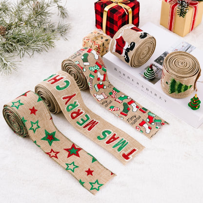 5m X 6cm Christmas Imitation Hemp  Ribbon Gift Decoration Ribbon(A Socks) - Ornaments by PMC Jewellery | Online Shopping South Africa | PMC Jewellery