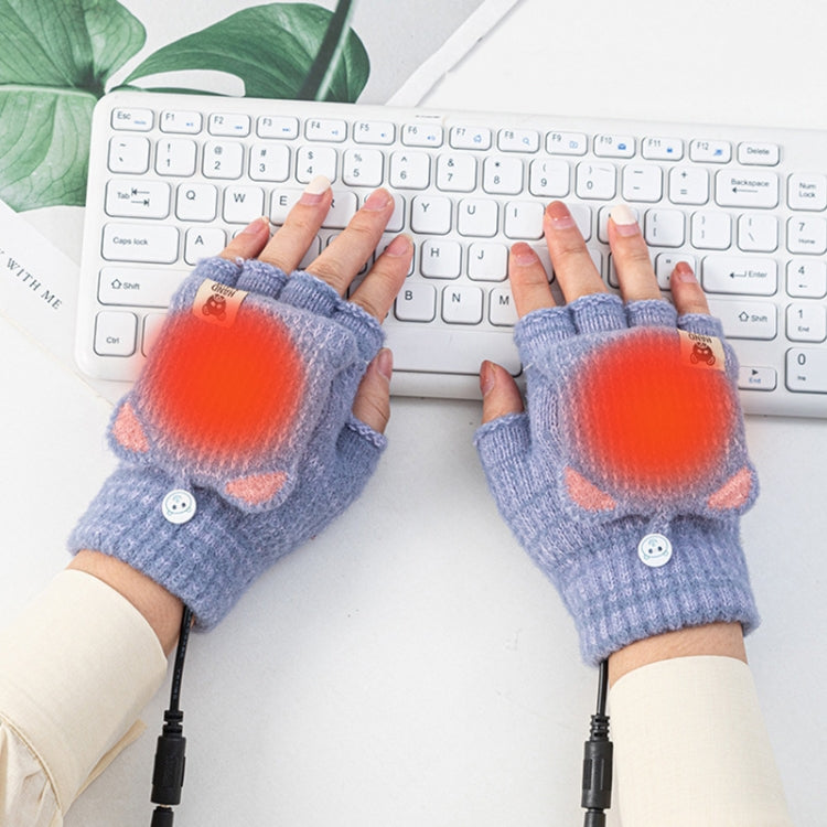 Winter Office USB Heating Warm Half Finger with Cover Gloves Heated Pad, Size: Free Size(Pink) - Safety Gloves by PMC Jewellery | Online Shopping South Africa | PMC Jewellery