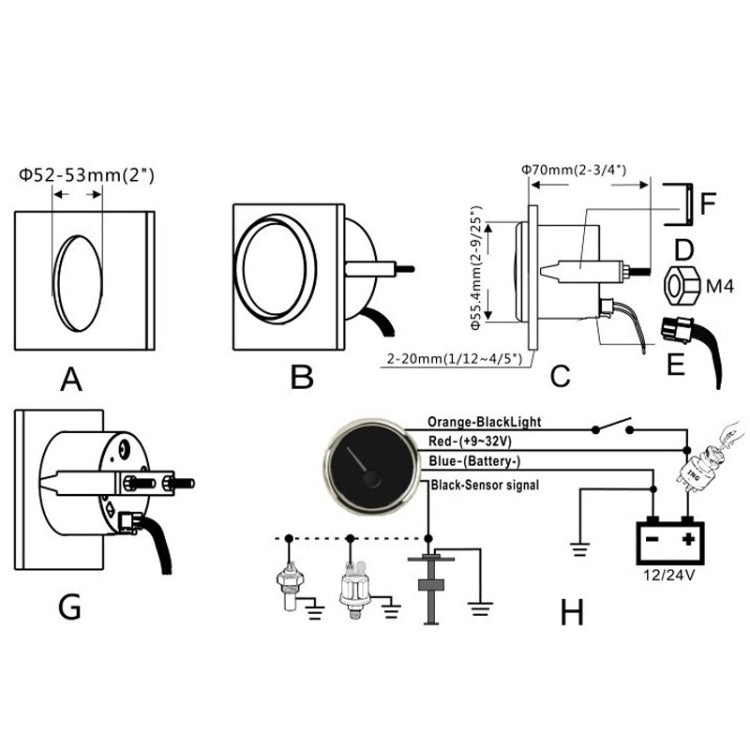 PMM2 DN52mm 12/24V 0-190Ohm Marine Balance Table Lift Table(WS) - Marine Accessories & Parts by PMC Jewellery | Online Shopping South Africa | PMC Jewellery | Buy Now Pay Later Mobicred