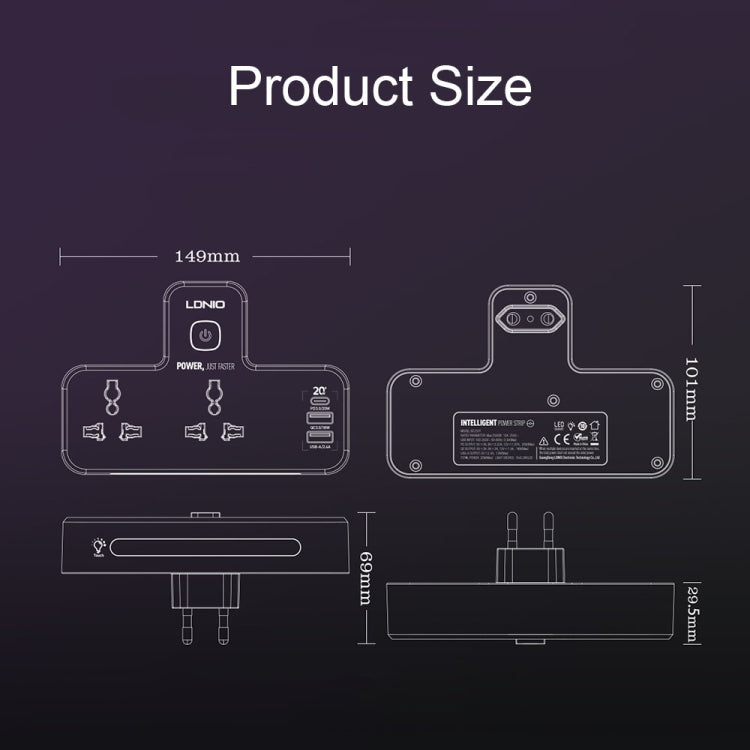 LDNIO SC2311 20W PD+QC 3.0 Multifunctional Home Fast Charging Socket with Night Light, Spec: EU Plug - Extension Socket by LDNIO | Online Shopping South Africa | PMC Jewellery | Buy Now Pay Later Mobicred