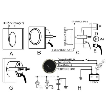 PMW2 DN52mm Car Truck RV Conversion Water Tank Water Level Table(BN) - Clocks & Car Meters by PMC Jewellery | Online Shopping South Africa | PMC Jewellery