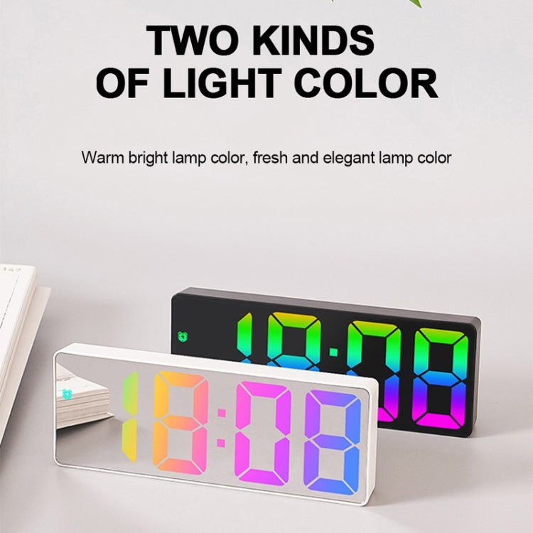 Colorful Fonts LED Electronic Alarm Clock Large Screen Clock(0725  Black Shell Mirror Surface D) - Alarm Clocks by PMc TechLife | Online Shopping South Africa | PMc TechLife | Buy Now Pay Later Mobicred