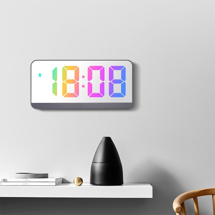 Colorful Fonts LED Electronic Alarm Clock Large Screen Clock(0725  Black Shell Mirror Surface D) - Alarm Clocks by PMc TechLife | Online Shopping South Africa | PMc TechLife | Buy Now Pay Later Mobicred