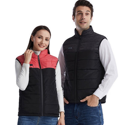 Heated Vest Electric Heating 3 Constant Temperature Warm Cotton Jacket, Size: XL(Red-4 Zones Heating) - Down Jacket by PMC Jewellery | Online Shopping South Africa | PMC Jewellery