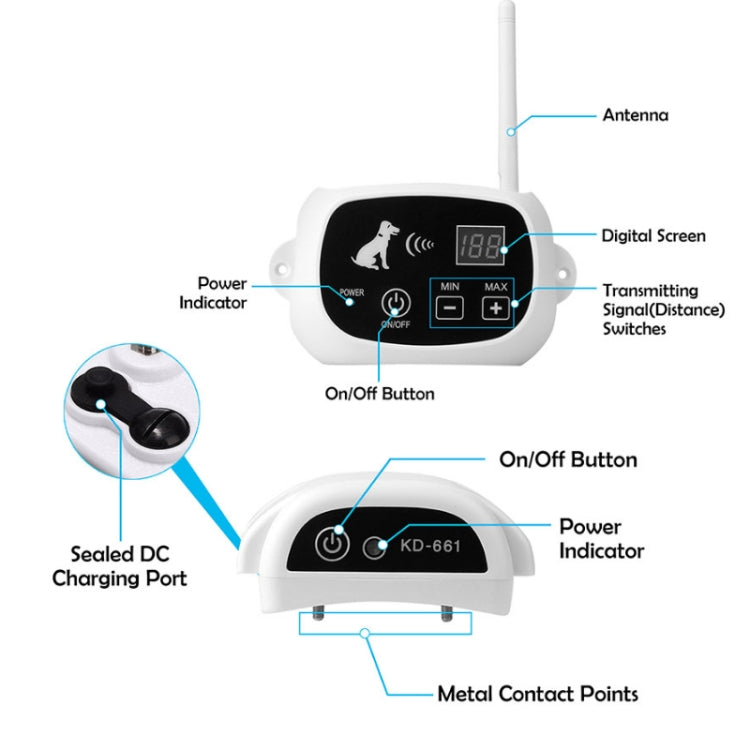 KD-661 500m Wireless Electric Dog Pet Fence Shock Collar,Spec: For Two Dog(US Plug) - free shipping - PMC TechLife - Order now!