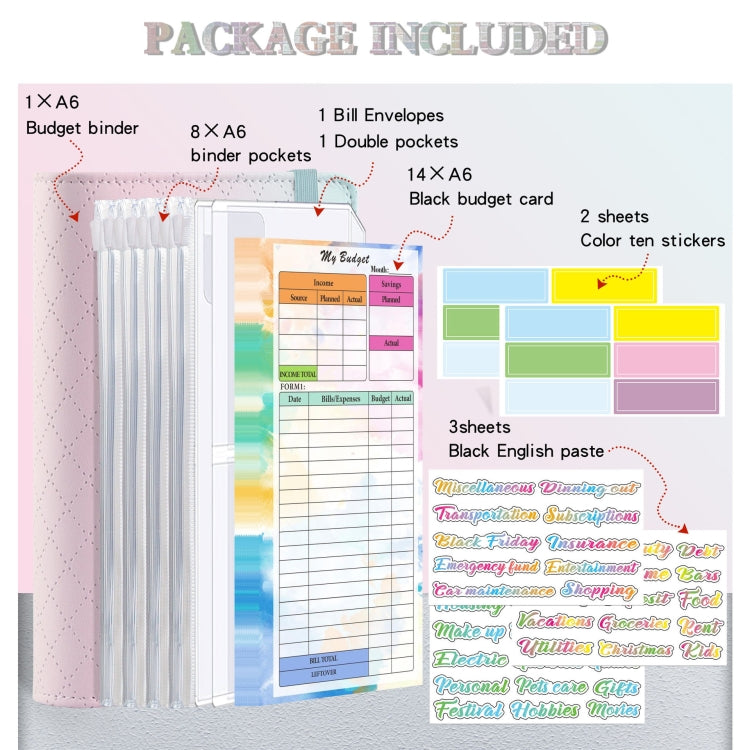 A6 Gradient Macaroon Loose-leaf Handbook Cash Budget Book(Yellow Pink Purple) - Notebooks by PMC TechLife | Online Shopping South Africa | PMC TechLife