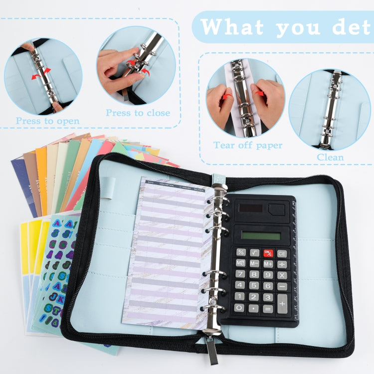 A6 Handheld Zipper Bag Type Large Capacity Cash Budget Book Handbook(Purple) - free shipping - PMc TechLife - Order now!