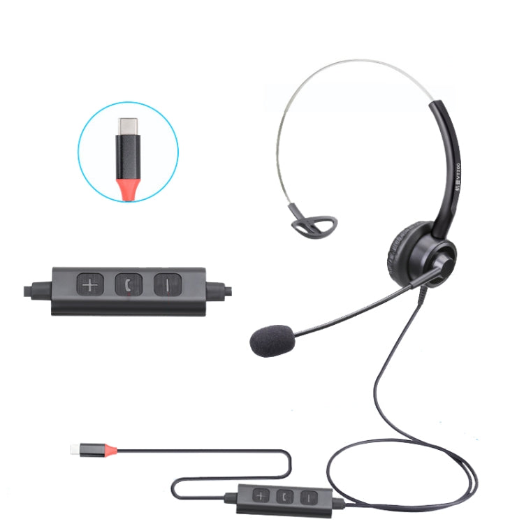 VT200 Single Ear Telephone Headset Operator Headset With Mic,Spec: Type-C With Answer Key - Microphones & Headsets by PMC TechLife | Online Shopping South Africa | PMC TechLife | Buy Now Pay Later Mobicred