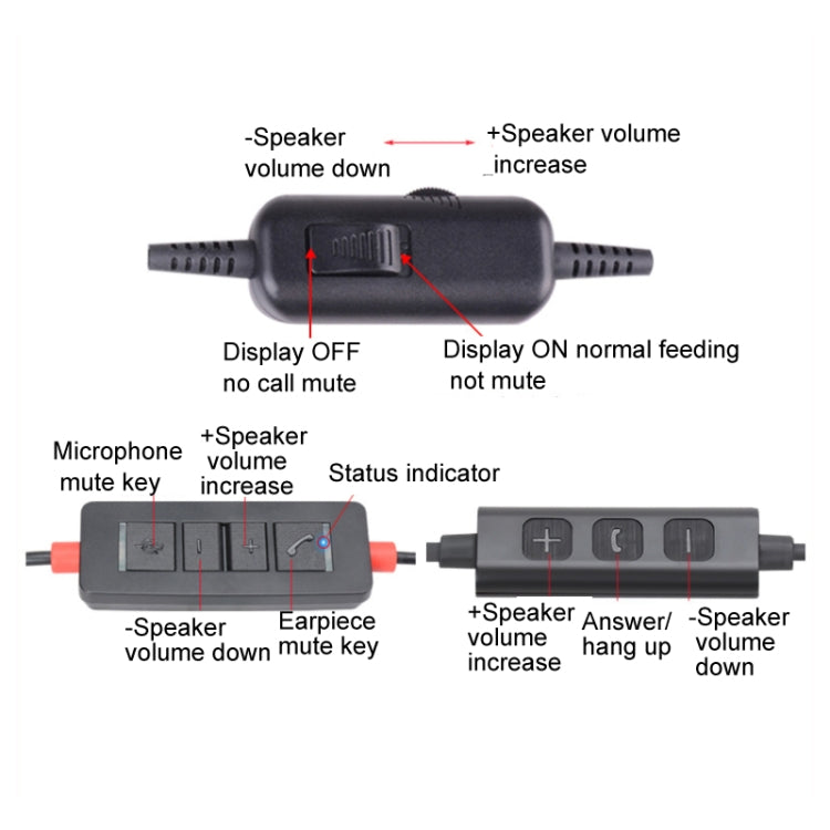 VT200 Single Ear Telephone Headset Operator Headset With Mic,Spec: Type-C With Answer Key - Microphones & Headsets by PMC TechLife | Online Shopping South Africa | PMC TechLife | Buy Now Pay Later Mobicred