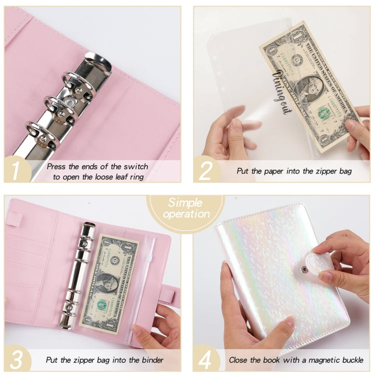 A6 Illusion Magic Square Loose-leaf PU Notebook Cash Budget Book(Pink) - Notebooks by PMC TechLife | Online Shopping South Africa | PMC TechLife | Buy Now Pay Later Mobicred