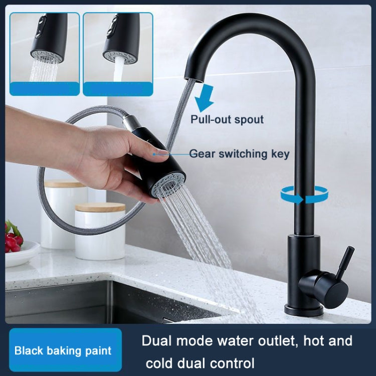 Kitchen Pull-out Faucet Stainless Steel Sink Telescopic Universal Faucet,Spec: CLH002 Black - Faucets & Accessories by PMC TechLife | Online Shopping South Africa | PMC TechLife