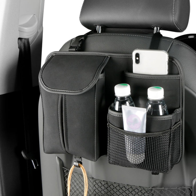 DE RAN FU Flip Fur Car Seat BackTissue Box Storage Hanging Bag With Hook(Black) - Tissue Boxes by PMC TechLife | Online Shopping South Africa | PMC TechLife | Buy Now Pay Later Mobicred