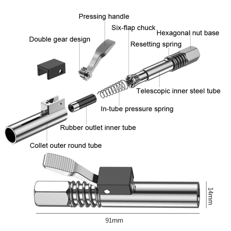 PC002 Lock Clamp Type High Pressure Grease Nozzle, Style: Butter Mouth+30cm Hose - Other Tools by PMC TechLife | Online Shopping South Africa | PMC TechLife | Buy Now Pay Later Mobicred