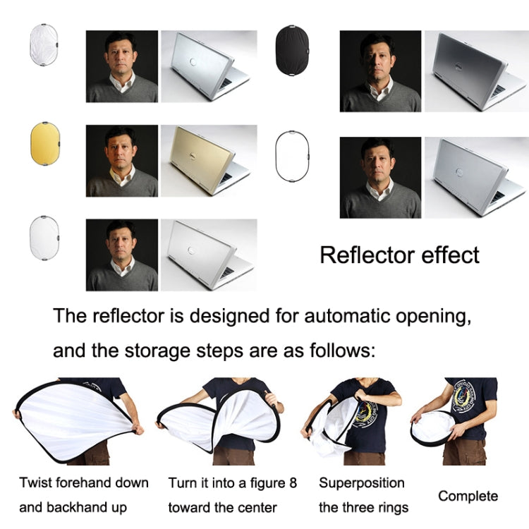Selens  5 In 1 (Gold / Silver  / White / Black / Soft Light) Folding Reflector Board, Size: 80cm Round -  by Selens | Online Shopping South Africa | PMC TechLife | Buy Now Pay Later Mobicred