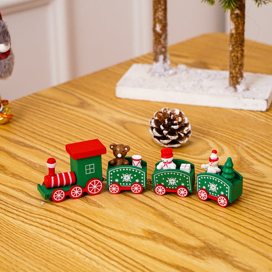 Christmas Decoration Wooden Train Kindergarten Christmas Festival Gift(Green 4 Section) - Ornaments by PMC Jewellery | Online Shopping South Africa | PMC Jewellery