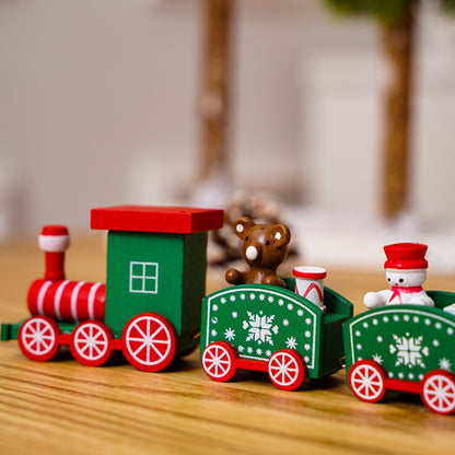Christmas Decoration Wooden Train Kindergarten Christmas Festival Gift(Red 4 Section) - Ornaments by PMC Jewellery | Online Shopping South Africa | PMC Jewellery