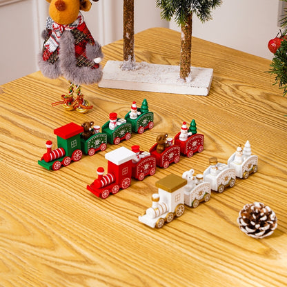Christmas Decoration Wooden Train Kindergarten Christmas Festival Gift(Red 4 Section) - Ornaments by PMC Jewellery | Online Shopping South Africa | PMC Jewellery