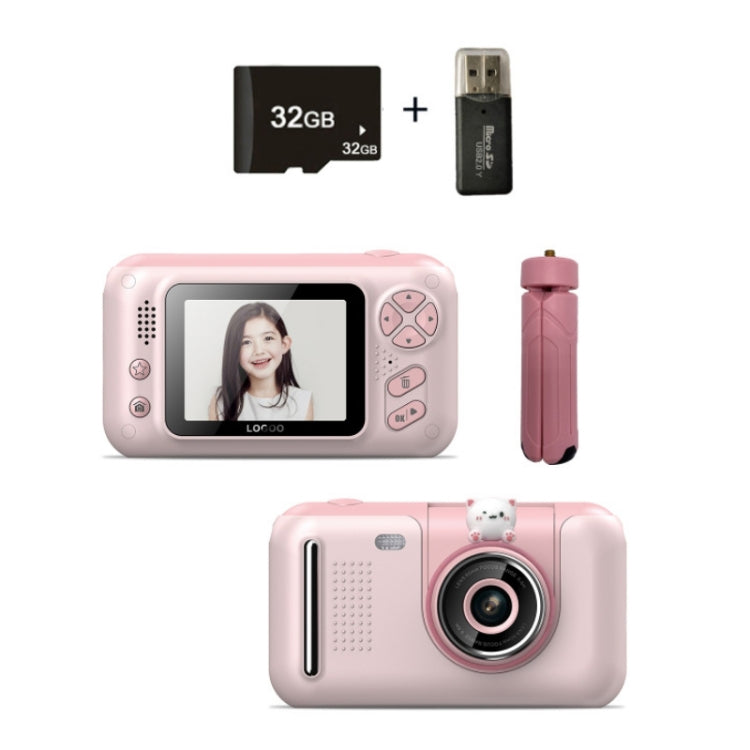 2.4 Inch Children HD Reversible Photo SLR Camera, Color: Pink + 32G Memory Card + Card Reader - Children Cameras by PMC Jewellery | Online Shopping South Africa | PMC Jewellery | Buy Now Pay Later Mobicred