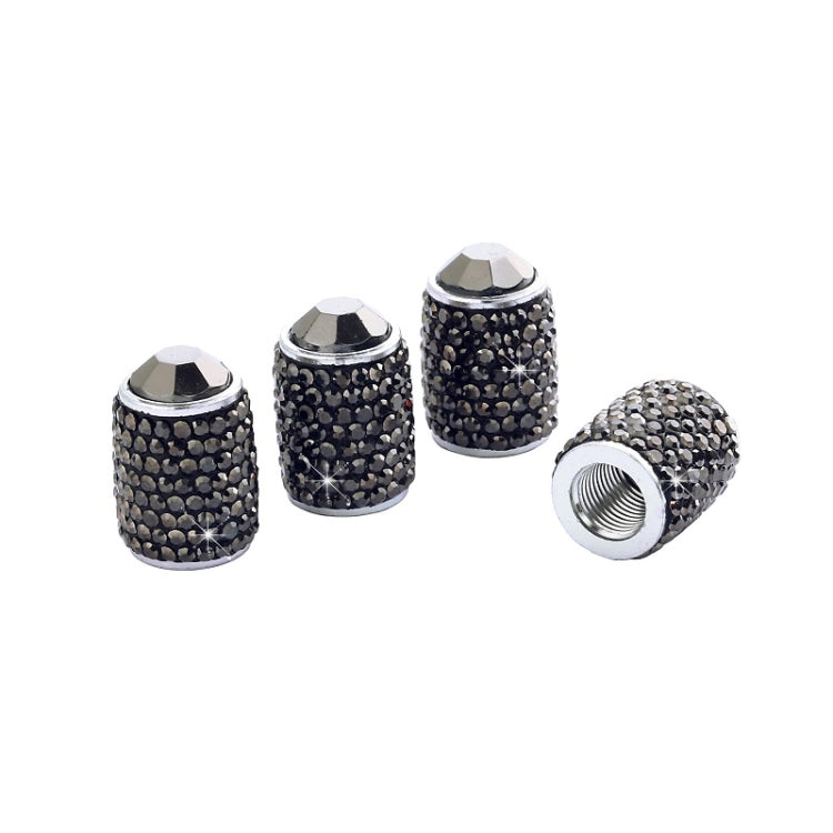 Car Tyre Aluminium Full Diamond Valve Cap With Seal(Shiny Black) - Tire Valve Caps by PMC TechLife | Online Shopping South Africa | PMC TechLife | Buy Now Pay Later Mobicred
