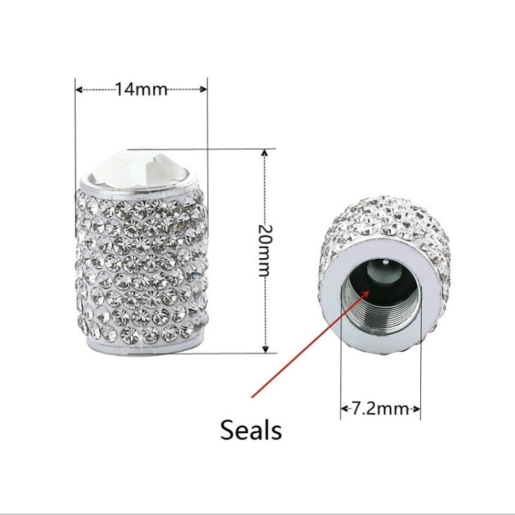 Car Tyre Aluminium Full Diamond Valve Cap With Seal(White) - Tire Valve Caps by PMC TechLife | Online Shopping South Africa | PMC TechLife | Buy Now Pay Later Mobicred