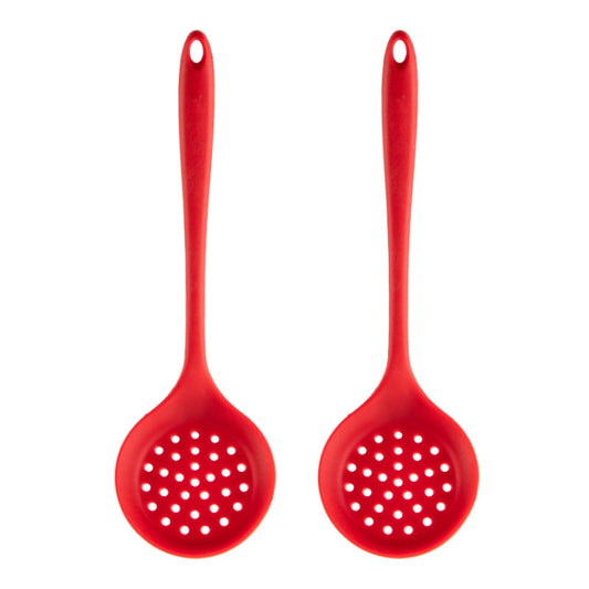 2pcs Non-stick High Temperature Resistant Silicone Cookware, Style: Leak Spoon(Red) - Cooking Tools by PMC Jewellery | Online Shopping South Africa | PMC Jewellery