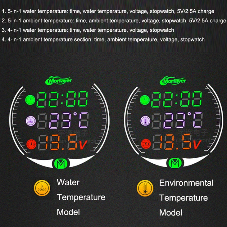 Morfayer YL-M05 5 In 1 Water Temperature Model 9-24V LED Night Vision Motorcycle Modification Instrument - Electrical Instruments by PMC Jewellery | Online Shopping South Africa | PMC Jewellery | Buy Now Pay Later Mobicred