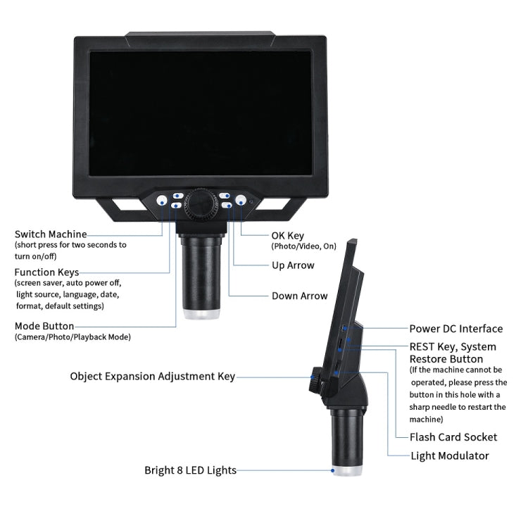 G1600 1-1600X Magnification 9 Inch Electron Microscope, Style: Without Battery US Plug - Digital Microscope by PMC Jewellery | Online Shopping South Africa | PMC Jewellery | Buy Now Pay Later Mobicred