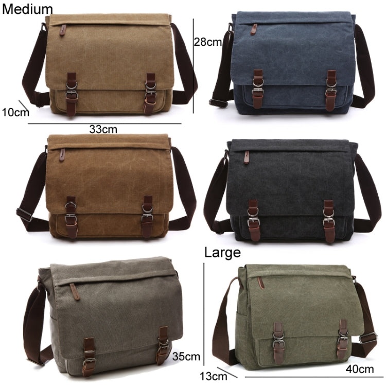 Versatile Canvas Shoulder Messenger Bag Business Computer Bag, Color: Black Large - Single-shoulder Bags by PMC Jewellery | Online Shopping South Africa | PMC Jewellery