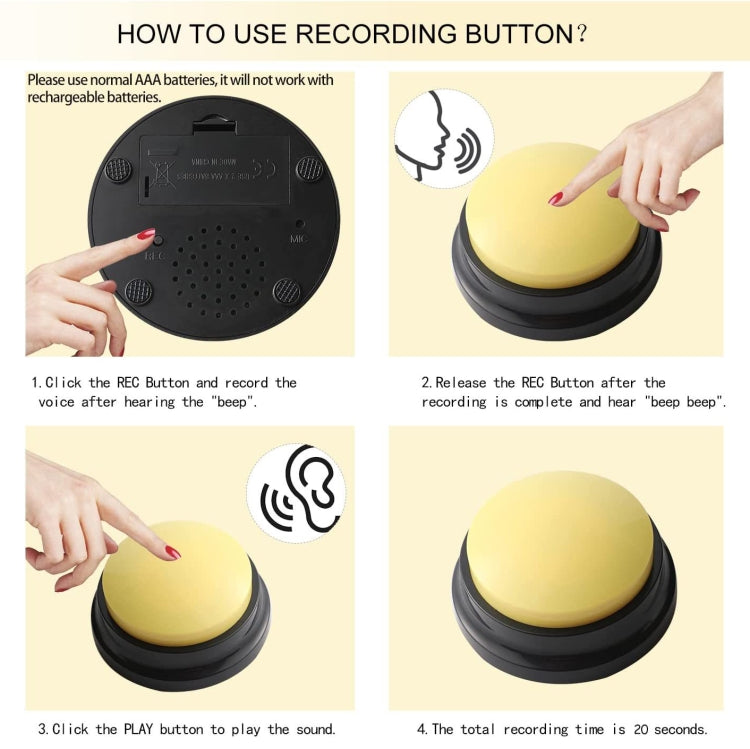 Pet Communication Button Dog Vocal Box Recording Vocalizer, Style: Recording Model(Orange) - Training Aids by PMC TechLife | Online Shopping South Africa | PMC TechLife | Buy Now Pay Later Mobicred