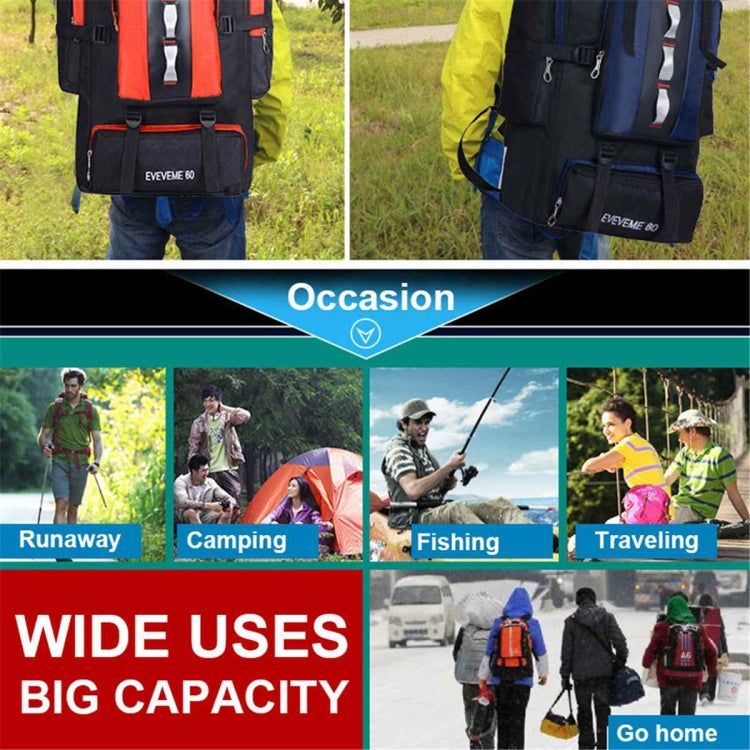 90L+10L  Multifunctional Outdoor Large Capacity Waterproof Nylon Hiking Bag(Black) - Backpacks by PMC Jewellery | Online Shopping South Africa | PMC Jewellery