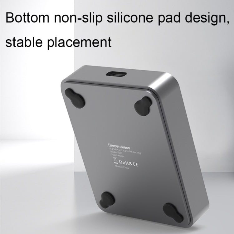 Blueendless SD03 M.2 SATA/NVME Dual Protocol Solid-State Hard Disk Base(Gray) - HDD Enclosure by Blueendless | Online Shopping South Africa | PMC TechLife