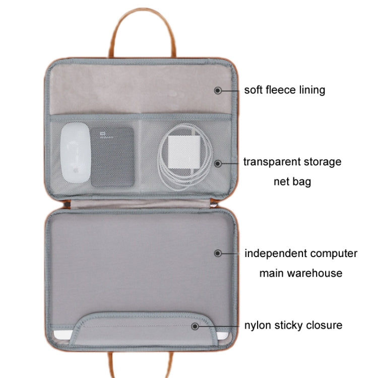 Baona Leather Fully Open Portable Waterproof Computer Bag, Size: 14 inches(Gray Brown) - 14.1 inch by Baona | Online Shopping South Africa | PMC Jewellery | Buy Now Pay Later Mobicred