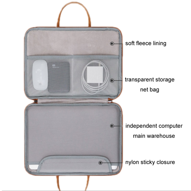Baona Leather Fully Open Portable Waterproof Computer Bag, Size: 15/15.6/16 inches(Gray Brown) - free shipping - PMC Jewellery - Order now!