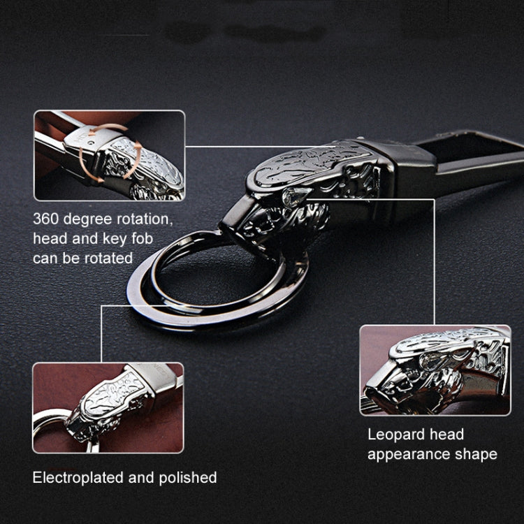 HONEST Metal Car Keychain Leopard Head Key Chain Pendant(Basic Black Nickel) - Key Rings by HONEST | Online Shopping South Africa | PMC TechLife | Buy Now Pay Later Mobicred