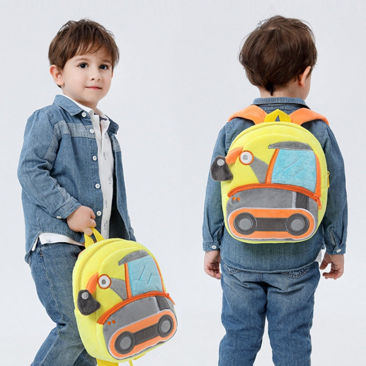 3D Cartoon Trucks Cars Plush Kids Backpack Children School Bags(Crane) - Kids Bags by PMC Jewellery | Online Shopping South Africa | PMC Jewellery