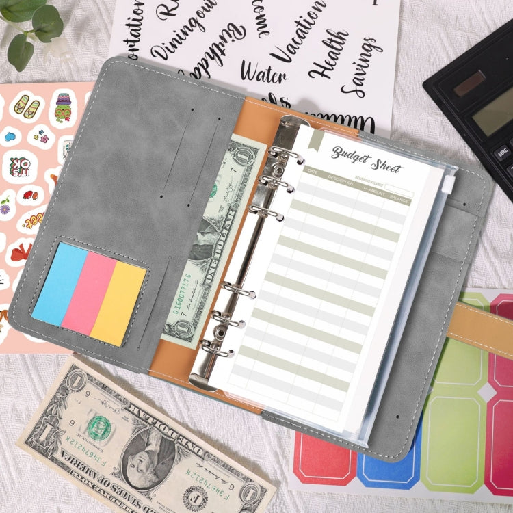 H666 A6 Loose-leaf Binder Cash Budget Handbook Vintage PU Leather Notebook with Window(Pink) - Notebooks by PMc TechLife | Online Shopping South Africa | PMc TechLife | Buy Now Pay Later Mobicred