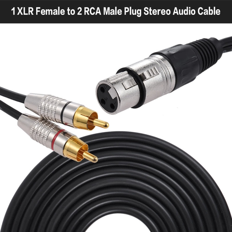 XLR Female To 2RCA Male Plug Stereo Audio Cable, Length: 8m - Microphone Audio Cable & Connector by PMC Jewellery | Online Shopping South Africa | PMC Jewellery | Buy Now Pay Later Mobicred