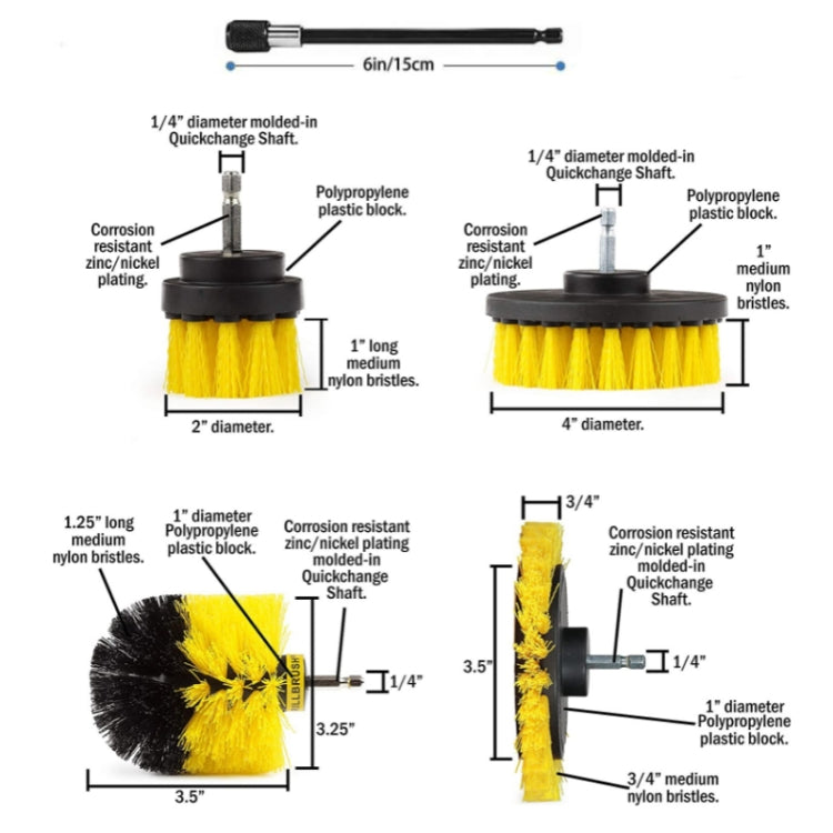 8 In 1 Electric Drill Crevice Cleaning Brush Car Wash Tool Set, Size: B Model(Yellow) - Car washing supplies by PMC TechLife | Online Shopping South Africa | PMC TechLife | Buy Now Pay Later Mobicred
