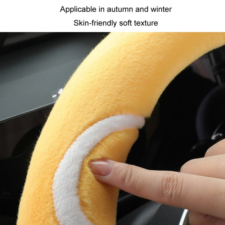 Car Steering Wheel Cartoon Short Fluff Handle Cover, Size: 38cm(Orange D Shape) - Seat Belts & Padding by PMC TechLife | Online Shopping South Africa | PMC TechLife | Buy Now Pay Later Mobicred