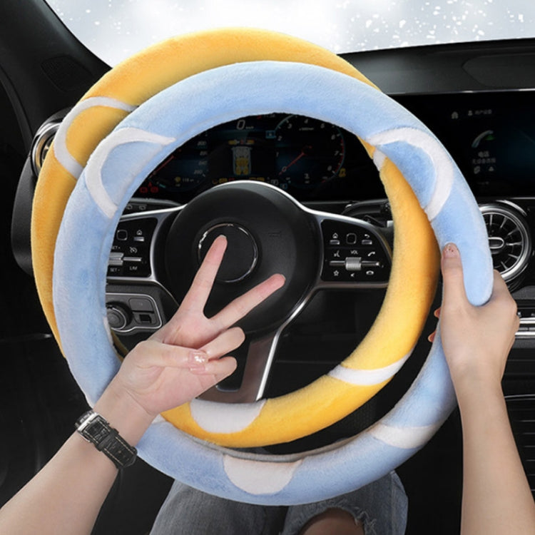 Car Steering Wheel Cartoon Short Fluff Handle Cover, Size: 38cm(Black White D Shape) - Seat Belts & Padding by PMC TechLife | Online Shopping South Africa | PMC TechLife | Buy Now Pay Later Mobicred