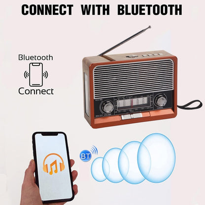 BAIJIALI  EC-2113BTS Retro Wood Grain Clock Player Wireless Solar Energy With Lamp Outdoor Radio(Shallow Peach Wood Grain) - Radio Player by BAIJIALI | Online Shopping South Africa | PMC Jewellery