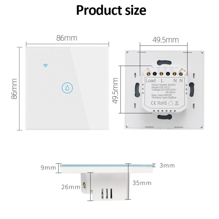 ZigBee 20A Water Heater Switch White High Power Time Voice Control EU Plug - Smart Switch by PMC Jewellery | Online Shopping South Africa | PMC Jewellery | Buy Now Pay Later Mobicred