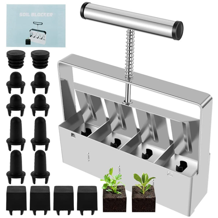 Handheld Seedling Soil Blocker Makes Four 2 by 2 Inches Soil Blocks for Garden Prep(Square) - Garden Hand Tools by PMC TechLife | Online Shopping South Africa | PMC TechLife