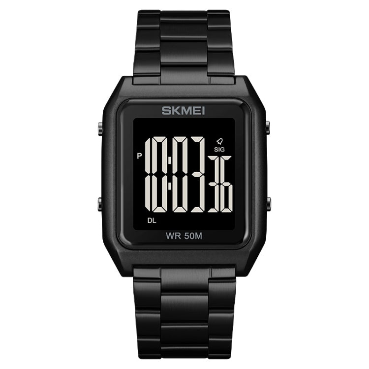 SKMEI 1879 Square Large Screen Men Steel Belt Multi-function EL Luminous Watch, Color: Black Black Machine - free shipping - PMC TechLife - Order now!